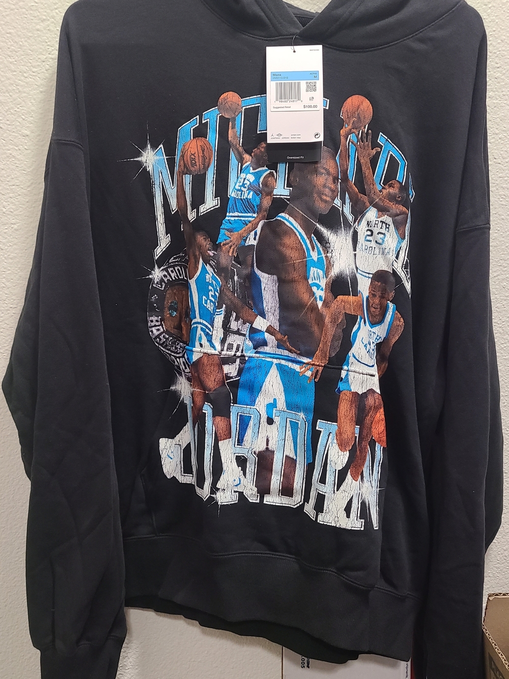 Jordan Black Hoodie with Blue and White Graphic